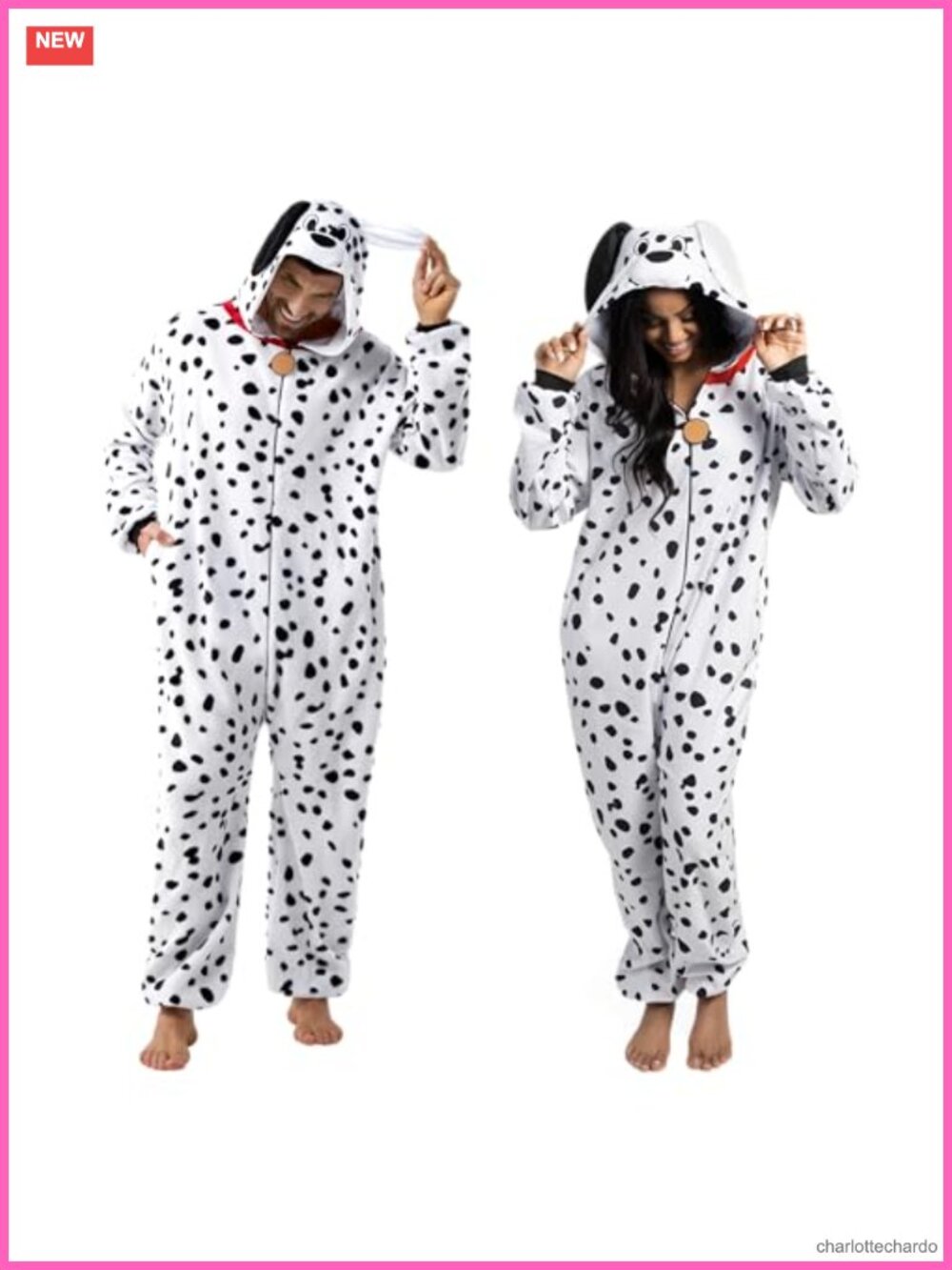 Spooktacular Halloween Dalmatian Costume Hooded Jumpsuit Adult Cosplay Party